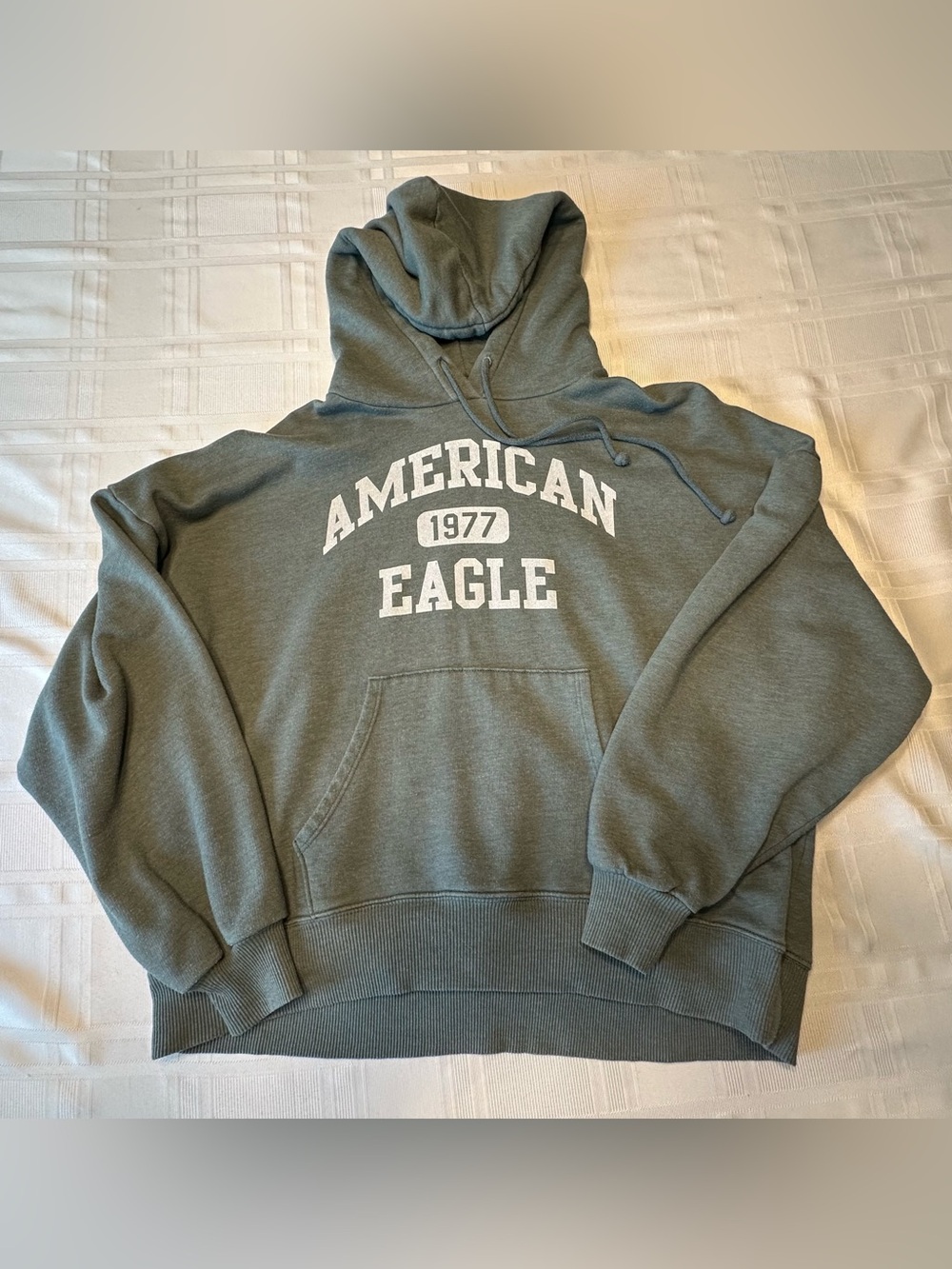 American‎ Eagle Pullover Womens Sage Green Hoodie Front Pocket Baggie Size XS